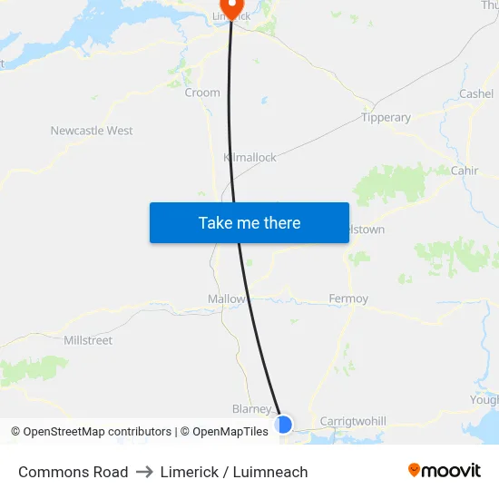 Commons Road to Limerick / Luimneach map