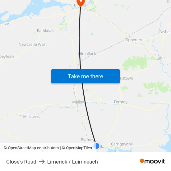 Close's Road to Limerick / Luimneach map