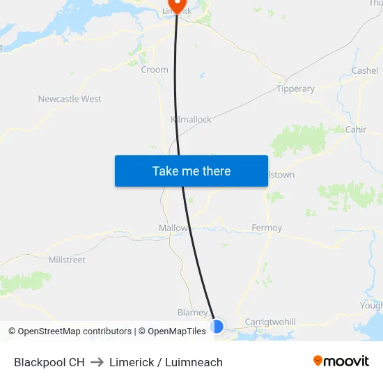Blackpool CH to Limerick / Luimneach map
