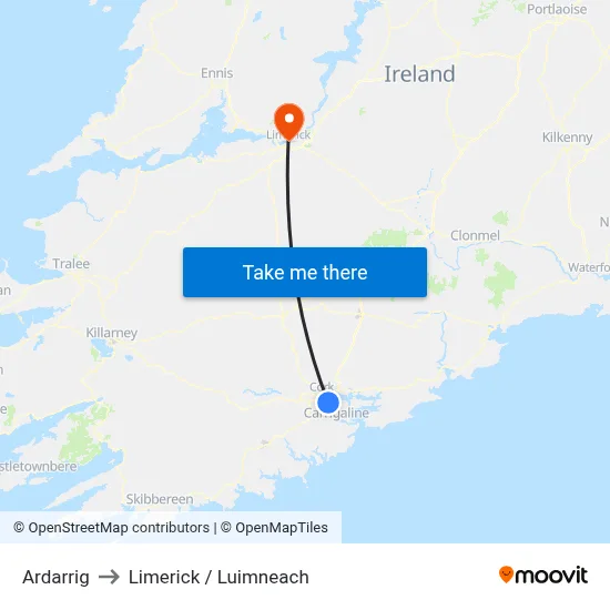 Ardarrig to Limerick / Luimneach map