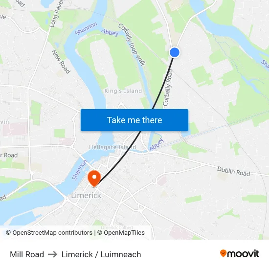 Mill Road to Limerick / Luimneach map