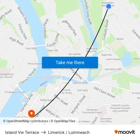 Island Vw Terrace to Limerick / Luimneach map