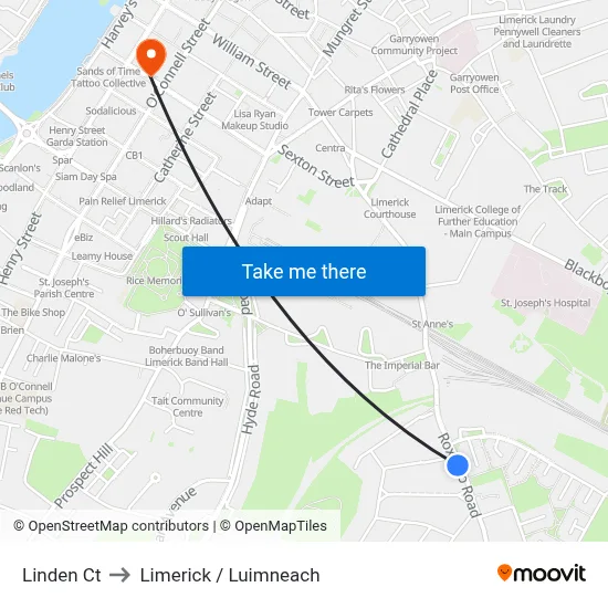 Linden Ct to Limerick / Luimneach map
