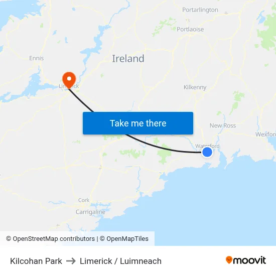 Kilcohan Park to Limerick / Luimneach map