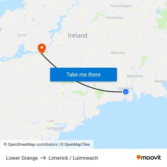 Lower Grange to Limerick / Luimneach map