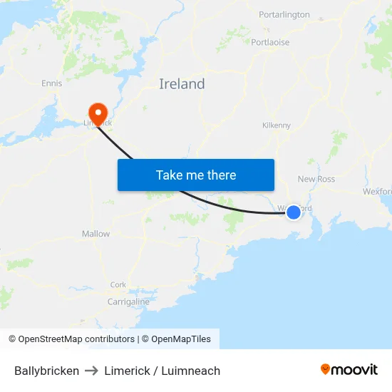 Ballybricken to Limerick / Luimneach map