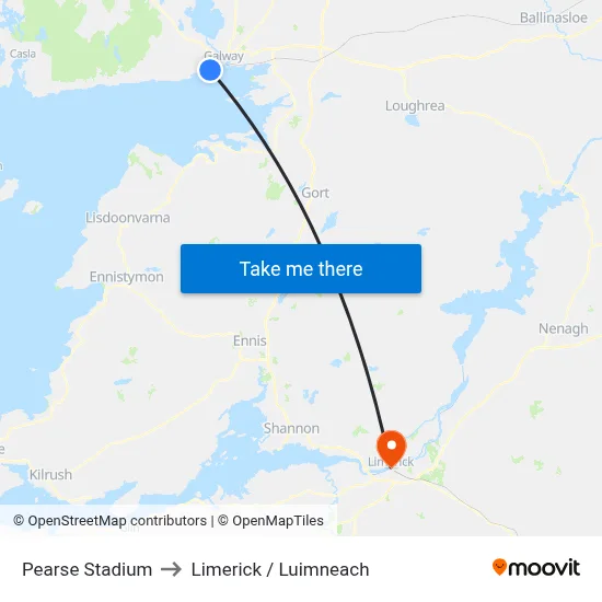 Pearse Stadium to Limerick / Luimneach map