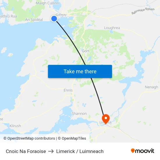 Cnoic Na Foraoise to Limerick / Luimneach map