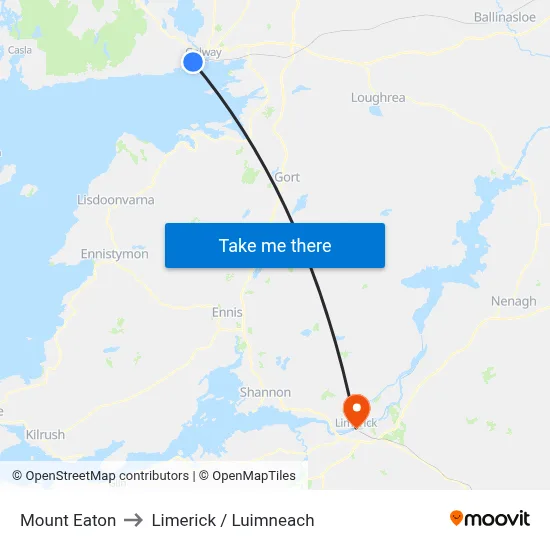 Mount Eaton to Limerick / Luimneach map