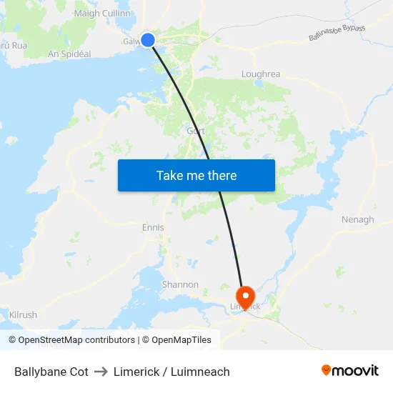 Ballybane Cot to Limerick / Luimneach map