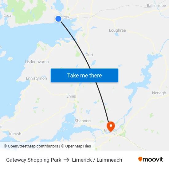 Gateway Shopping Park to Limerick / Luimneach map
