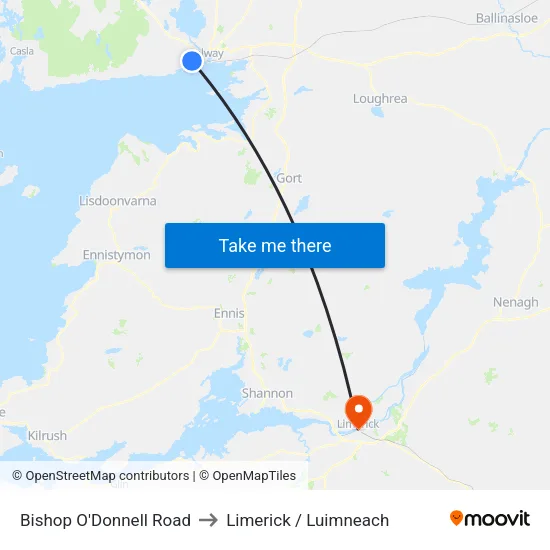 Bishop O'Donnell Road to Limerick / Luimneach map