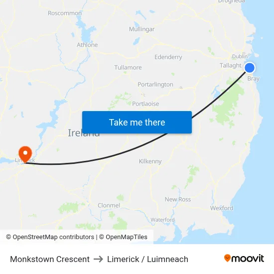 Monkstown Crescent to Limerick / Luimneach map
