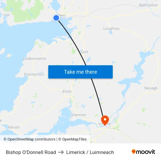 Bishop O'Donnell Road to Limerick / Luimneach map