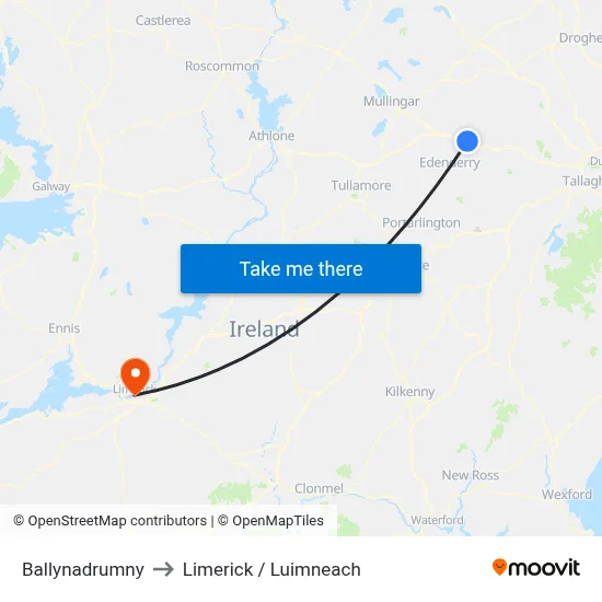 Ballynadrumny to Limerick / Luimneach map