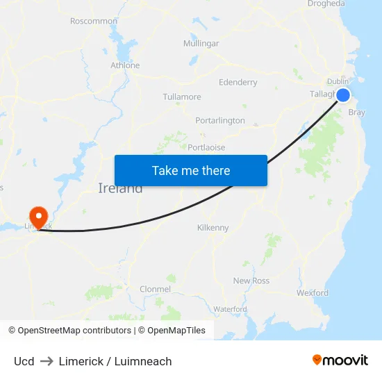 Ucd to Limerick / Luimneach map