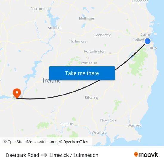 Deerpark Road to Limerick / Luimneach map