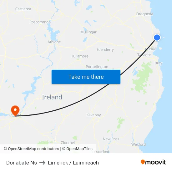 Donabate Ns to Limerick / Luimneach map