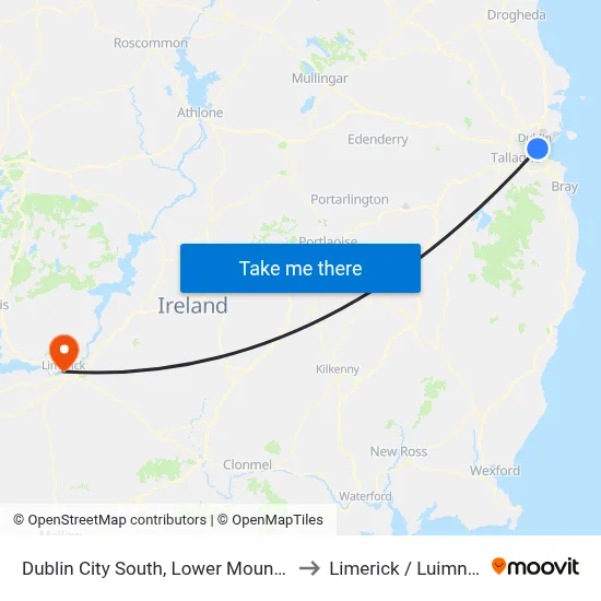 Dublin City South, Lower Mount Street to Limerick / Luimneach map