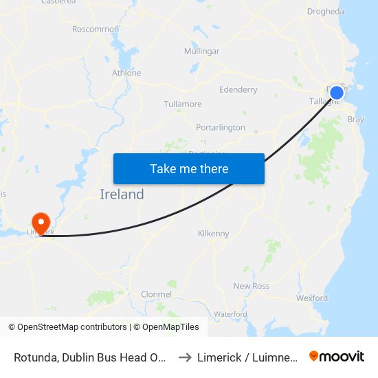 Rotunda, Dublin Bus Head Office to Limerick / Luimneach map