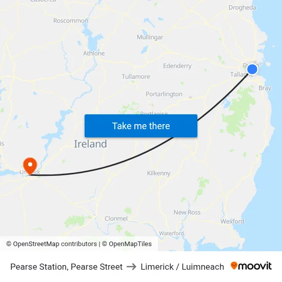 Pearse Station, Pearse Street to Limerick / Luimneach map
