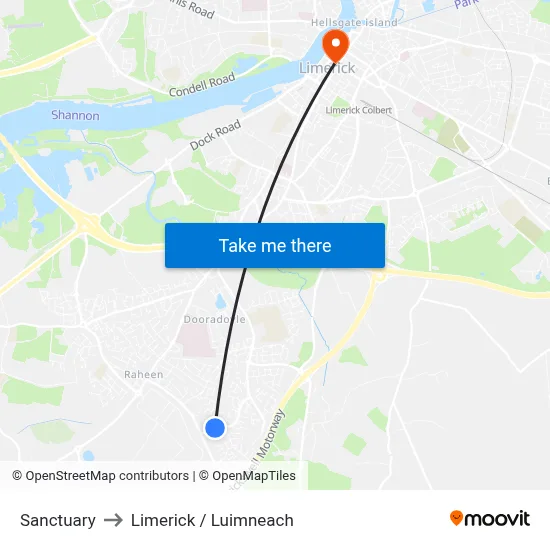 Sanctuary to Limerick / Luimneach map