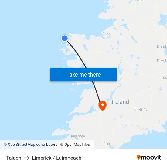 Talach to Limerick / Luimneach map