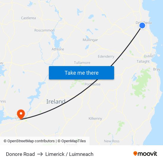 Donore Road to Limerick / Luimneach map