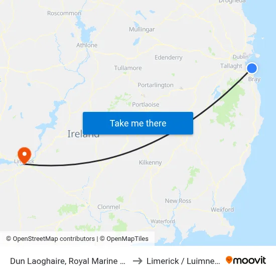 Dun Laoghaire, Royal Marine Road to Limerick / Luimneach map
