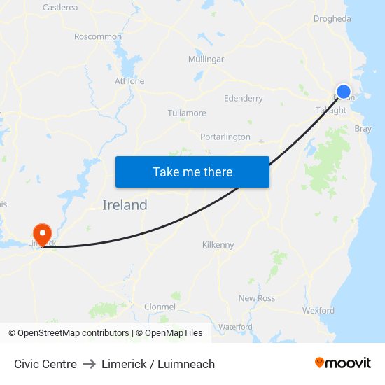 Civic Centre to Limerick / Luimneach map