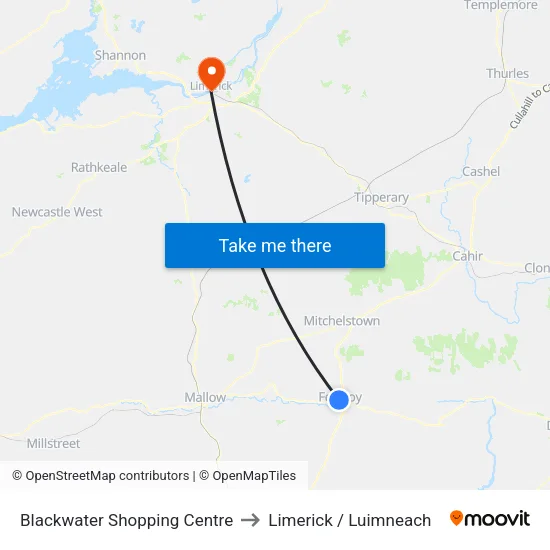 Blackwater Shopping Centre to Limerick / Luimneach map