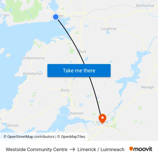 Westside Community Centre to Limerick / Luimneach map