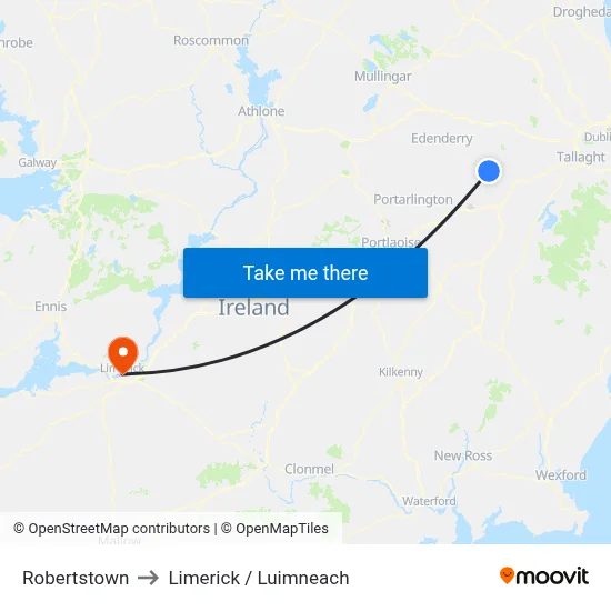Robertstown to Limerick / Luimneach map