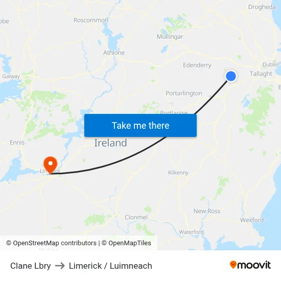 Clane Lbry to Limerick / Luimneach map