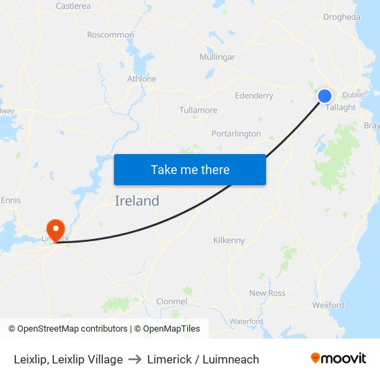 Leixlip, Leixlip Village to Limerick / Luimneach map