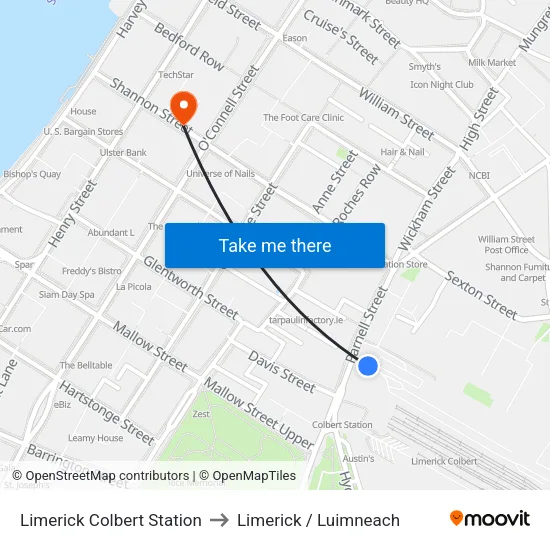 Limerick Colbert Station to Limerick / Luimneach map