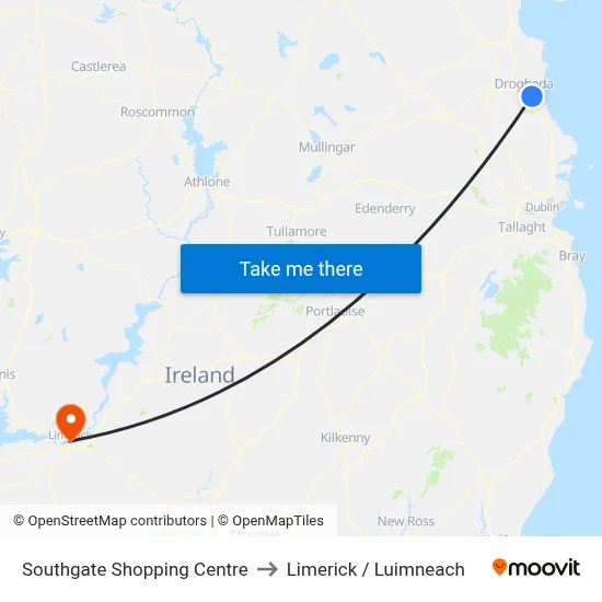 Southgate Shopping Centre to Limerick / Luimneach map