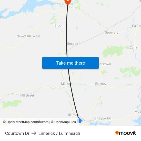 Courtown Dr to Limerick / Luimneach map