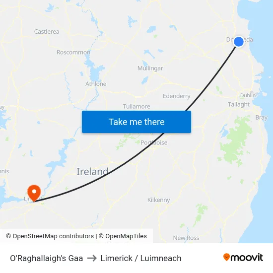 O'Raghallaigh's Gaa to Limerick / Luimneach map