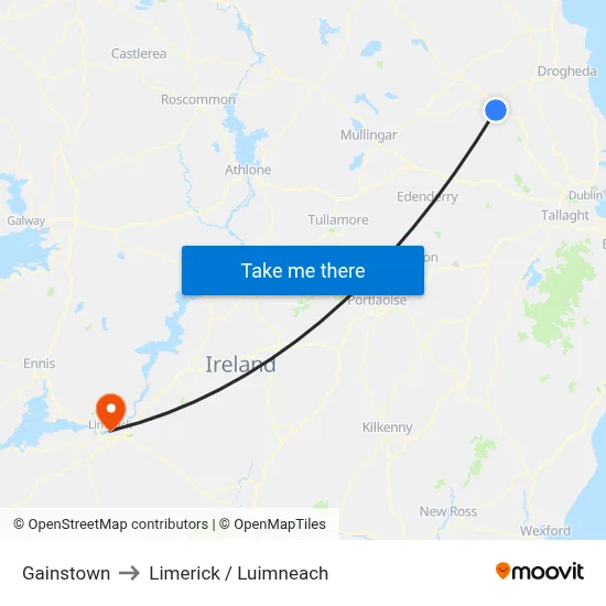 Gainstown to Limerick / Luimneach map