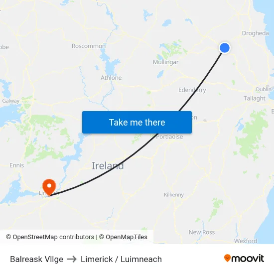 Balreask Vllge to Limerick / Luimneach map