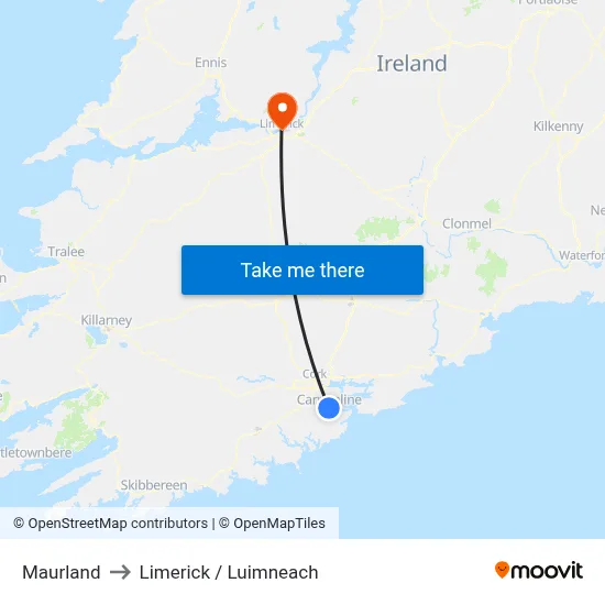 Maurland to Limerick / Luimneach map