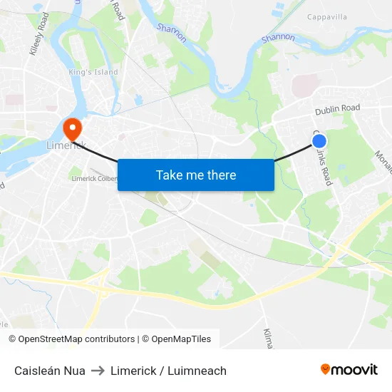 Caisleán Nua to Limerick / Luimneach map