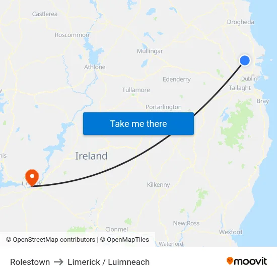 Rolestown to Limerick / Luimneach map