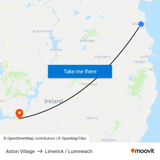 Aston Village to Limerick / Luimneach map