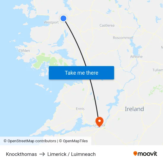 Knockthomas to Limerick / Luimneach map