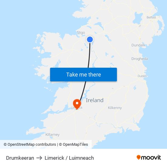 Drumkeeran to Limerick / Luimneach map