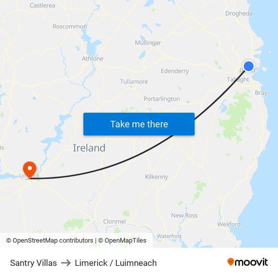 Santry Villas to Limerick / Luimneach map