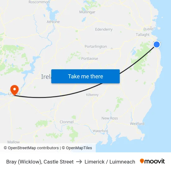 Bray (Wicklow), Castle Street to Limerick / Luimneach map