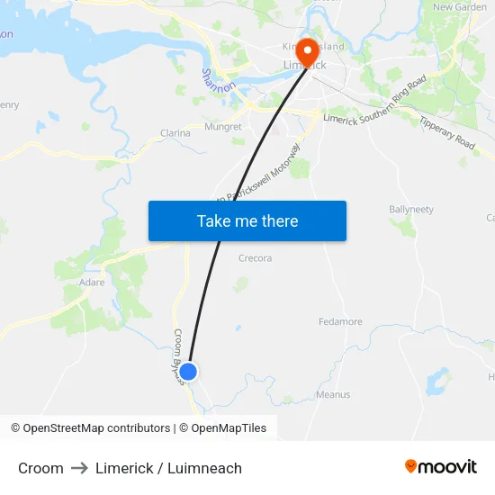 Croom to Limerick / Luimneach map